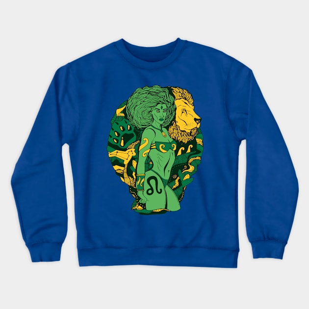 Forrest Green Leo Beauty Crewneck Sweatshirt by kenallouis